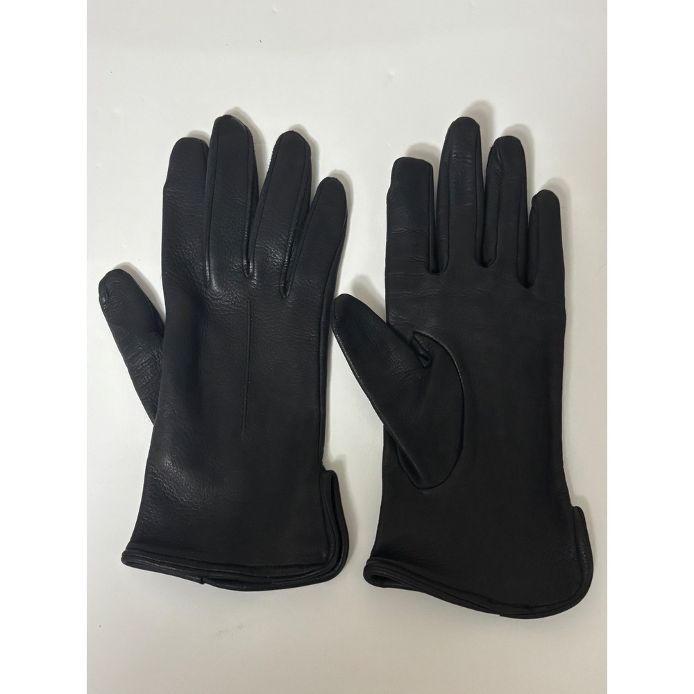 Vintage Genuine Deerskin Leather Gloves Black Soft Supple Winter Dress Gloves